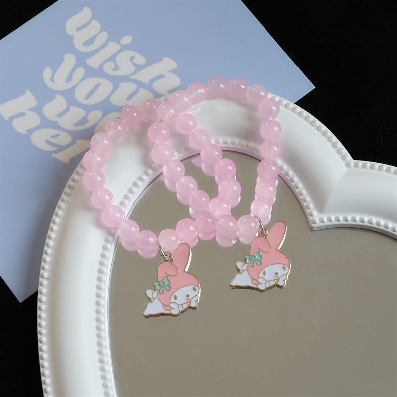 Cartoon klarer weißer Hund niedliche rosa Kaninchen-Imitat-Armbänder