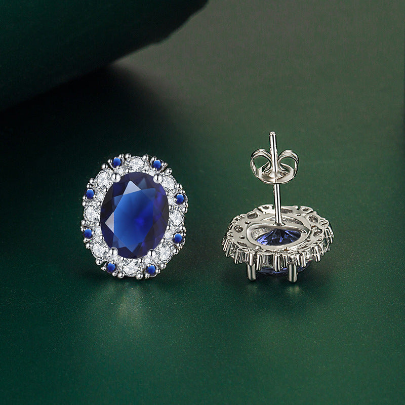 Women's Elegant Oval Zircon Simple Party Jewelry Ornament Earrings