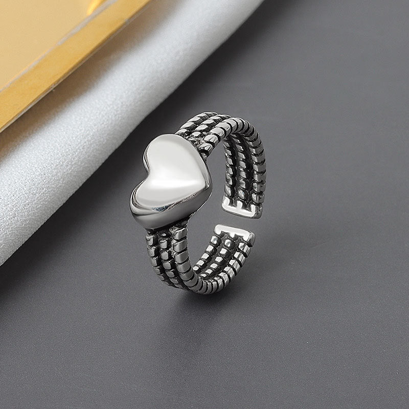 Damenmode-Herz-Vintage-Twist-glänzende personalisierte Ringe