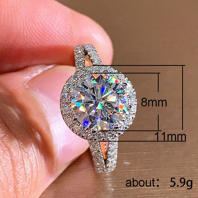 Zirkon Runde Tasche Weibliche Strass Acht Ringe