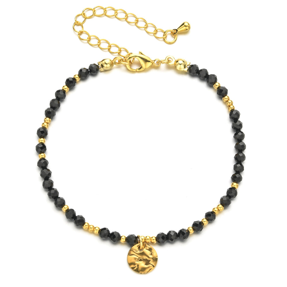 Natural Stone Beaded Ethnic Style Stainless Steel Bracelet