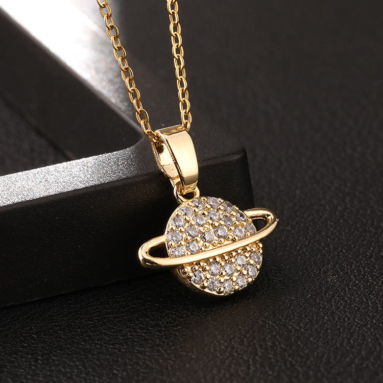 Colliers en Zircon de couleur avec micro incrustation de cuivre Planet