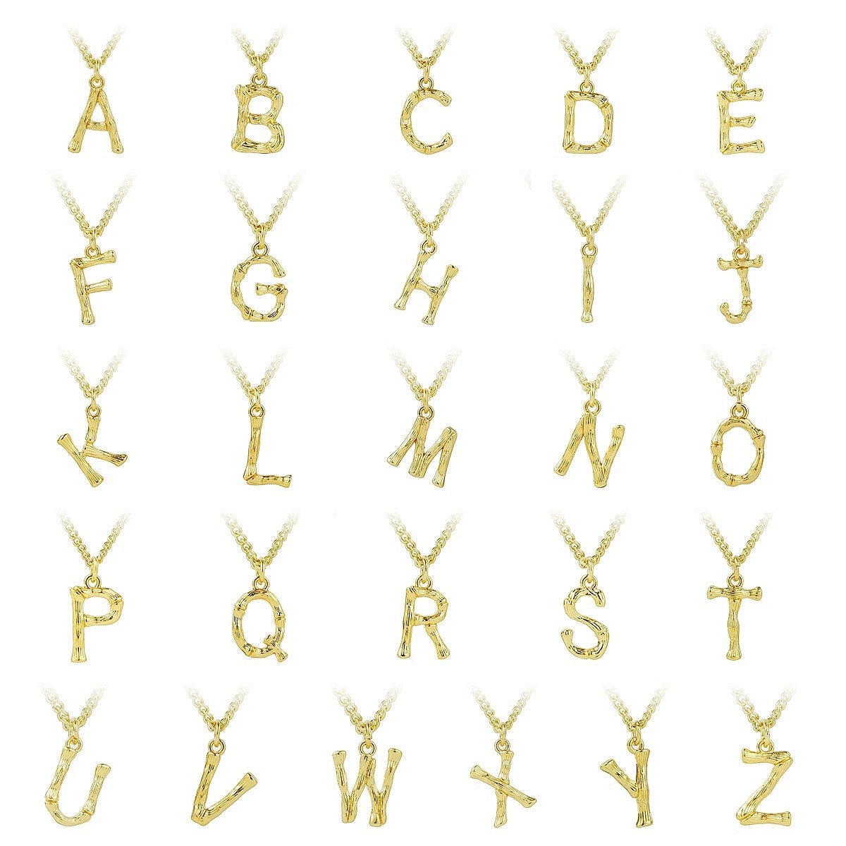 Women's Style Ornament Bamboo Letter Pendant Clavicle Necklaces