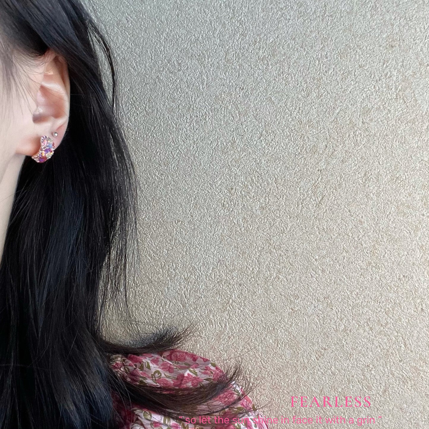 Tipsy Rose Purple Pink Diamond Ear Earrings