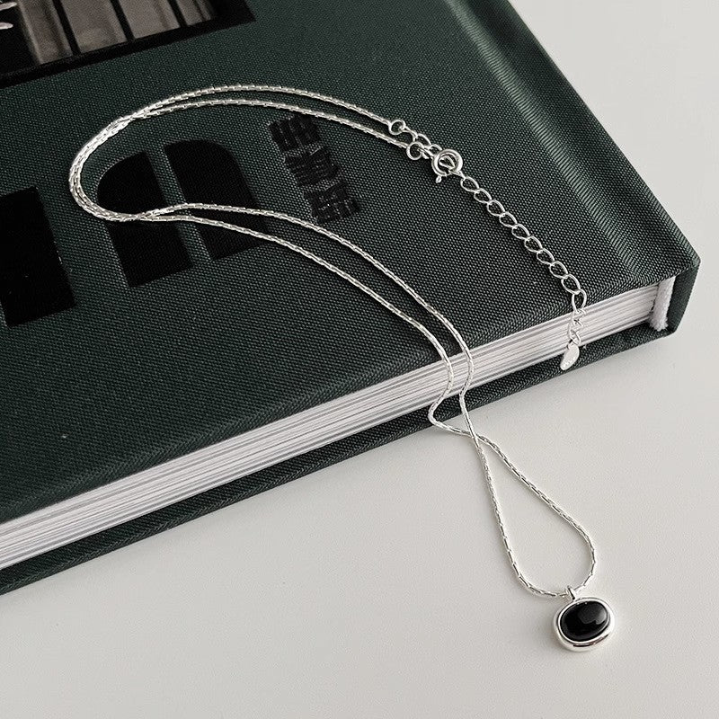 Colliers classiques simples en imitation onyx noir ovale pour femmes
