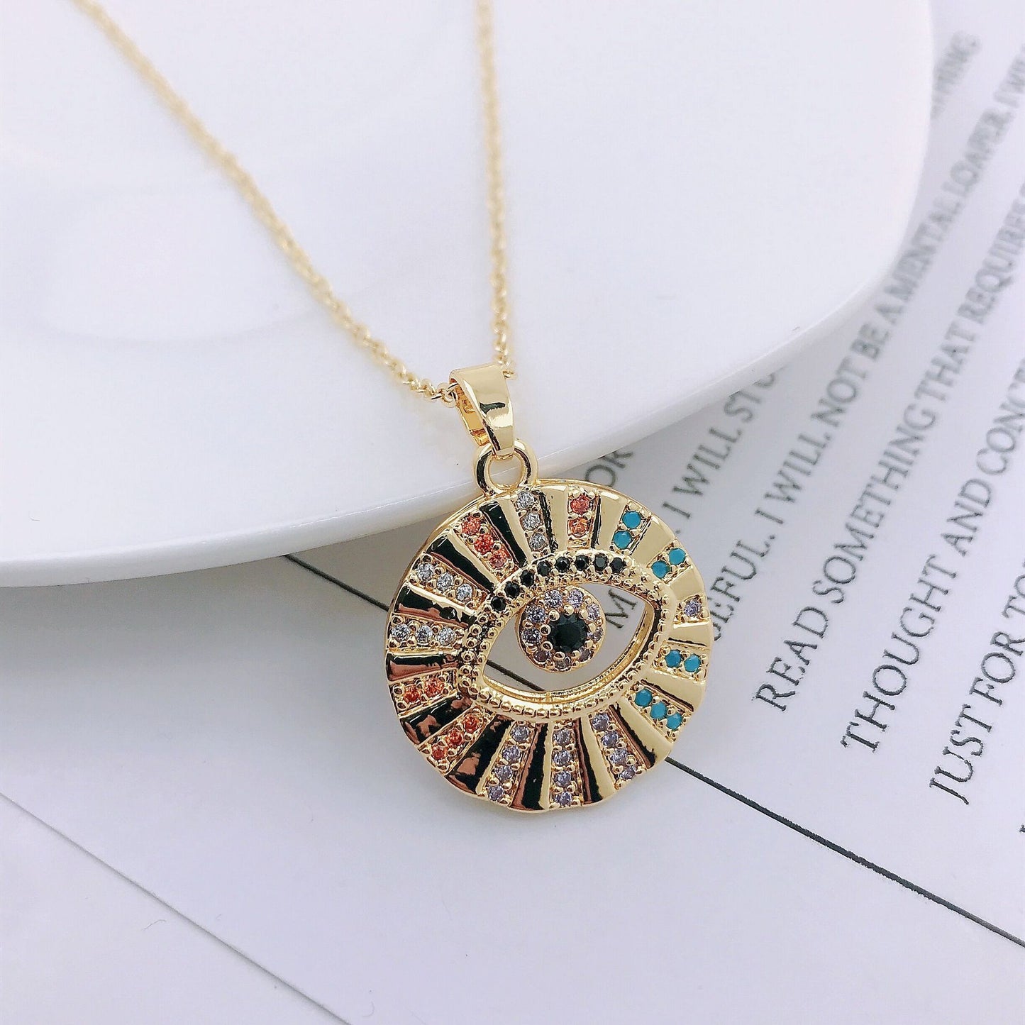 Accessoires de niche œil de Dieu, colliers en Zircon colorés
