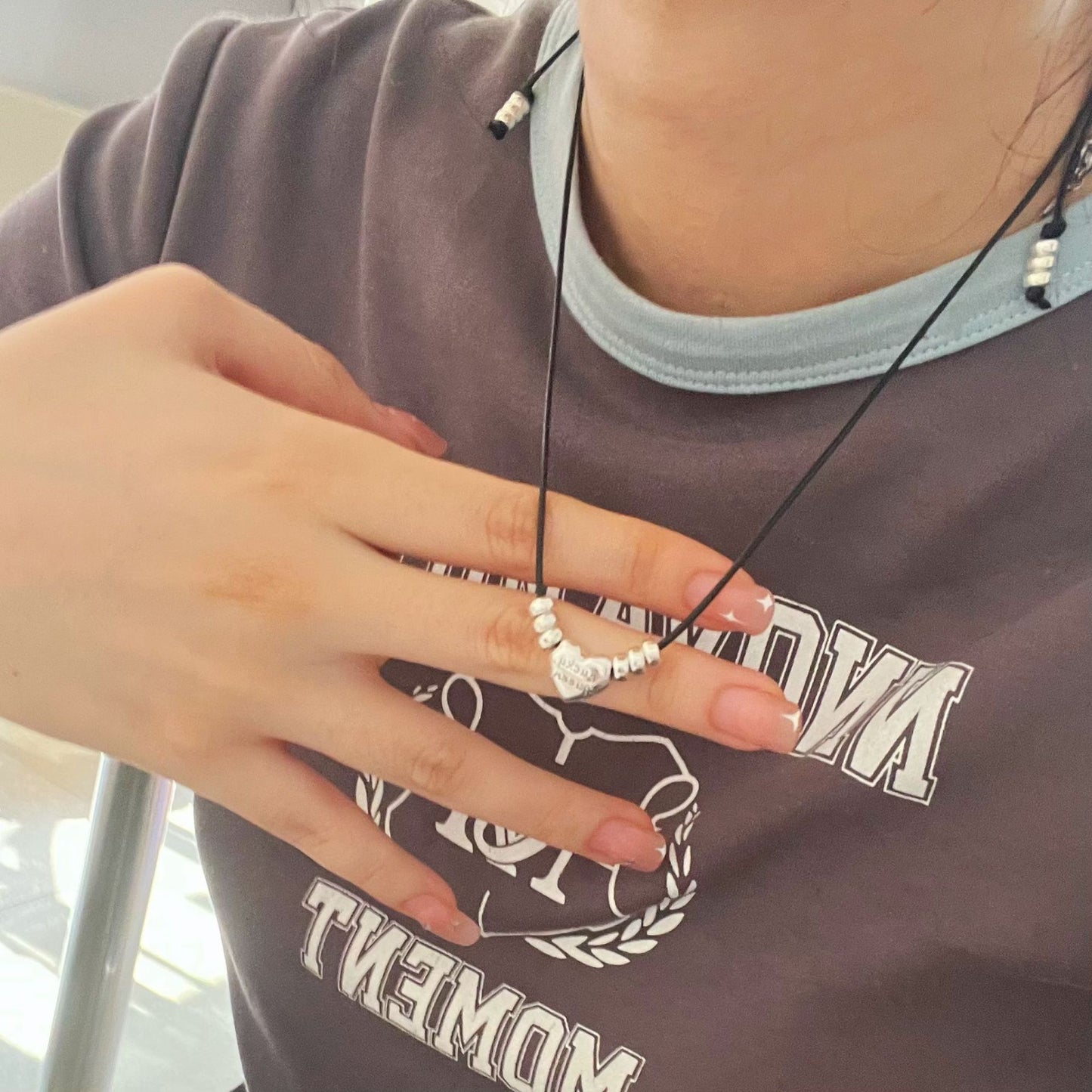 Black Rope Design Fashion Commuter Digital Clavicle Chain Necklaces
