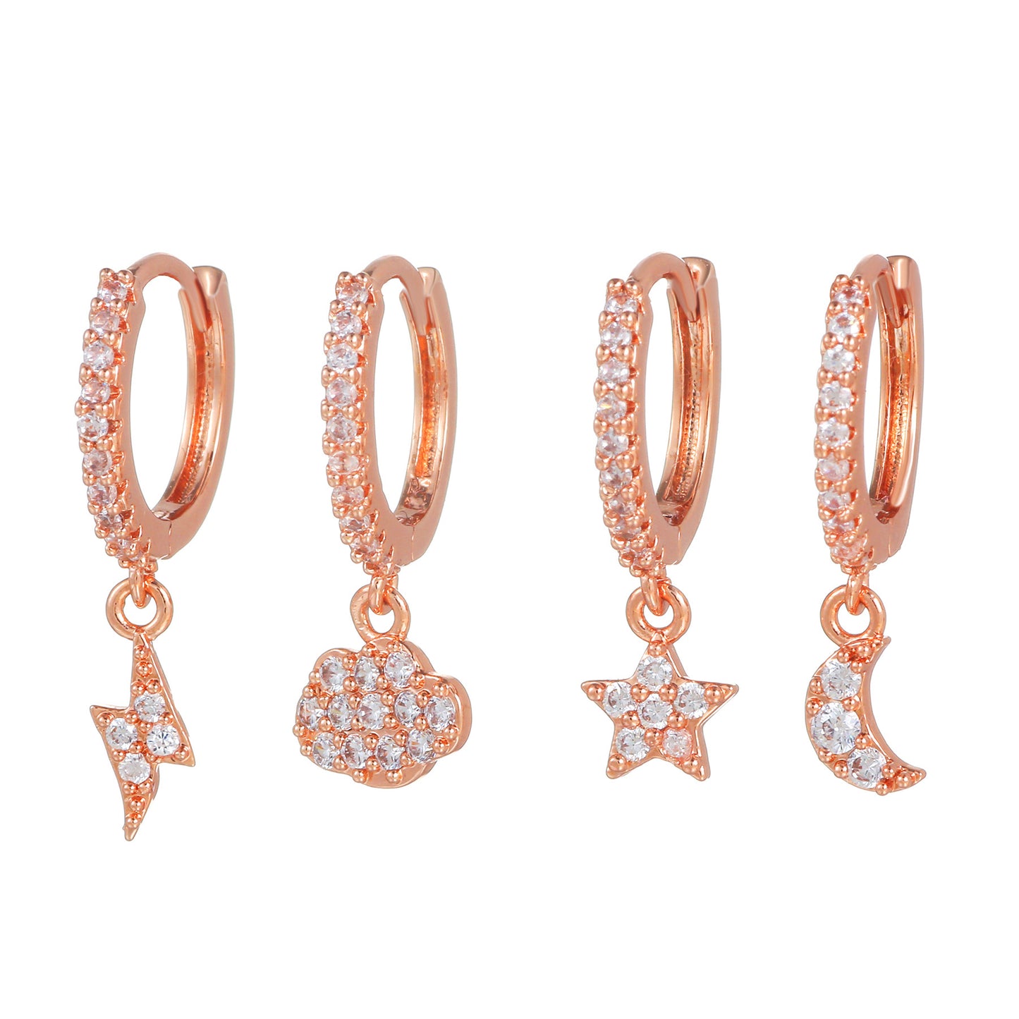 Star Moon Inlaid Zircon Clip Eardrop Fashion Trendy Ear Buckle