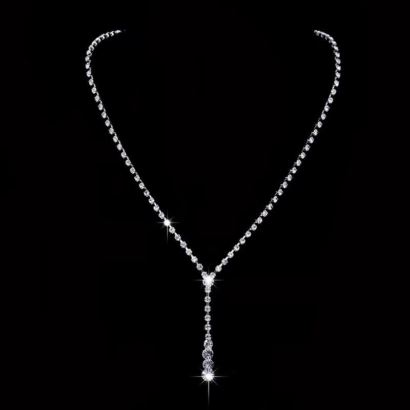 Korean Style Claw Chain Rhinestone Wedding Bridal Eardrop Necklaces