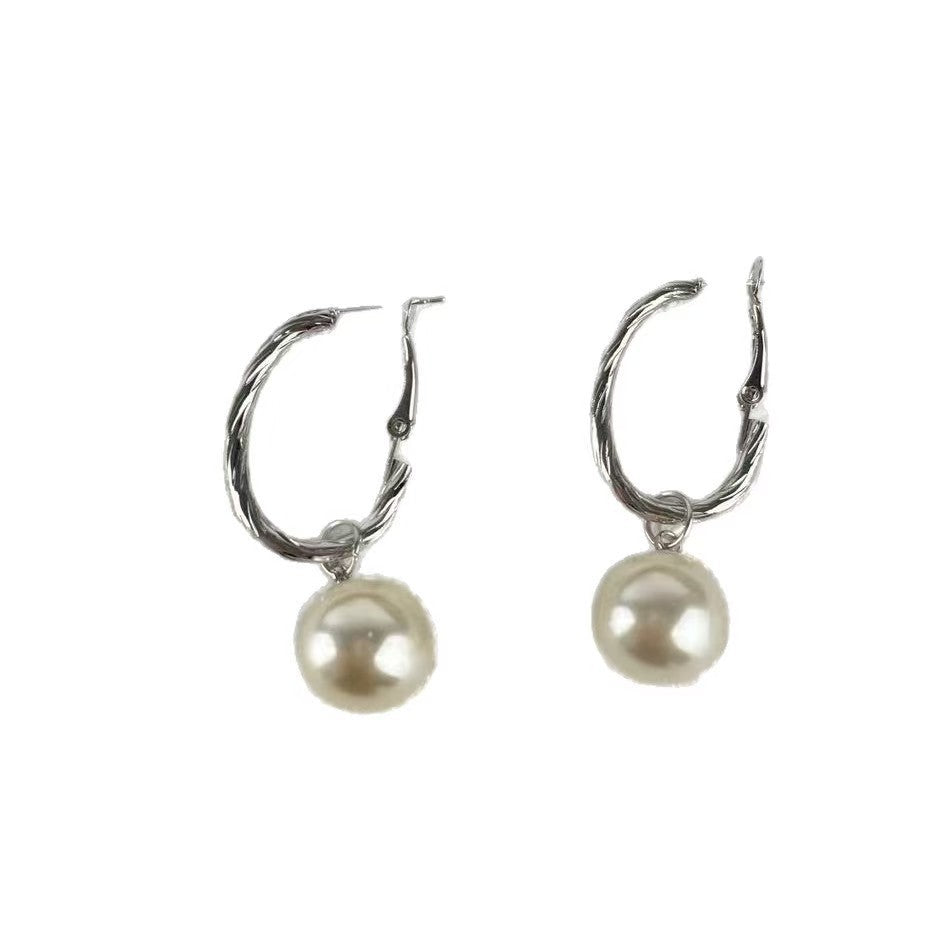 Niche Design Simple Artificial Pearl Light Earrings