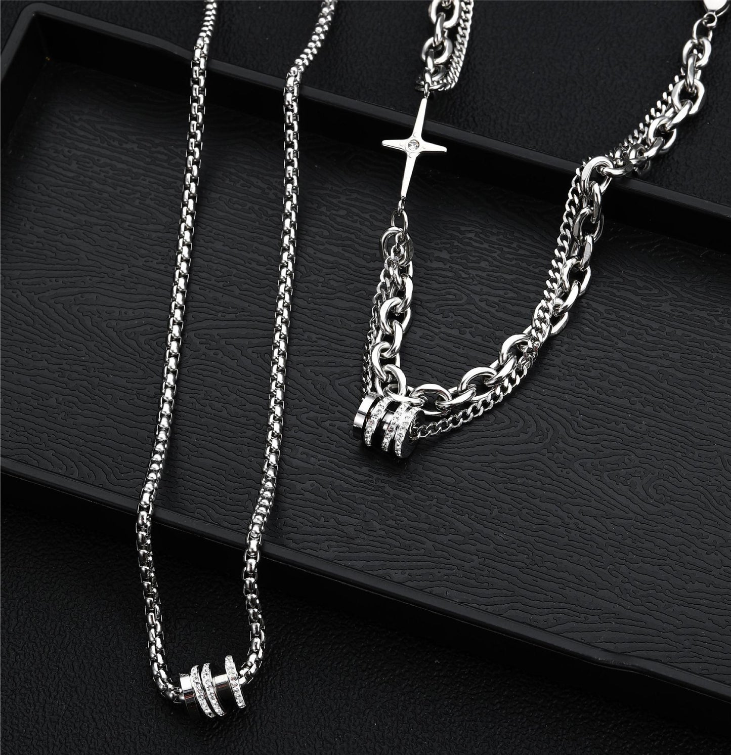 Women's & Men's High-grade Cool Titanium Steel Trendy Twin Necklaces