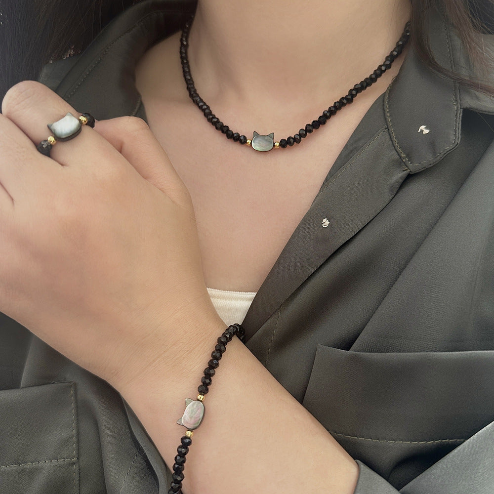 Colliers colorés Kitty en cristal noir de haute qualité à usage quotidien