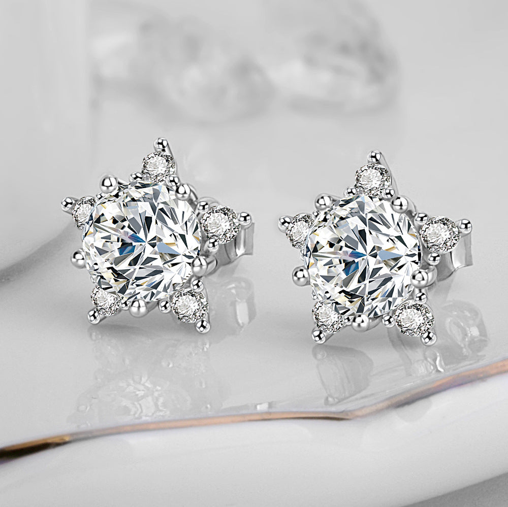 Damen-Ohrringe mit Stern-Zirkon, rosa Diamant und niedlichen gelben Ohrringen