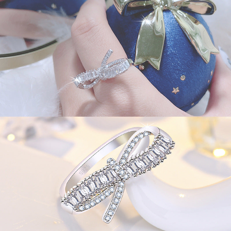 Women's Entry Lux Bow Open-end Zircon Design Rings