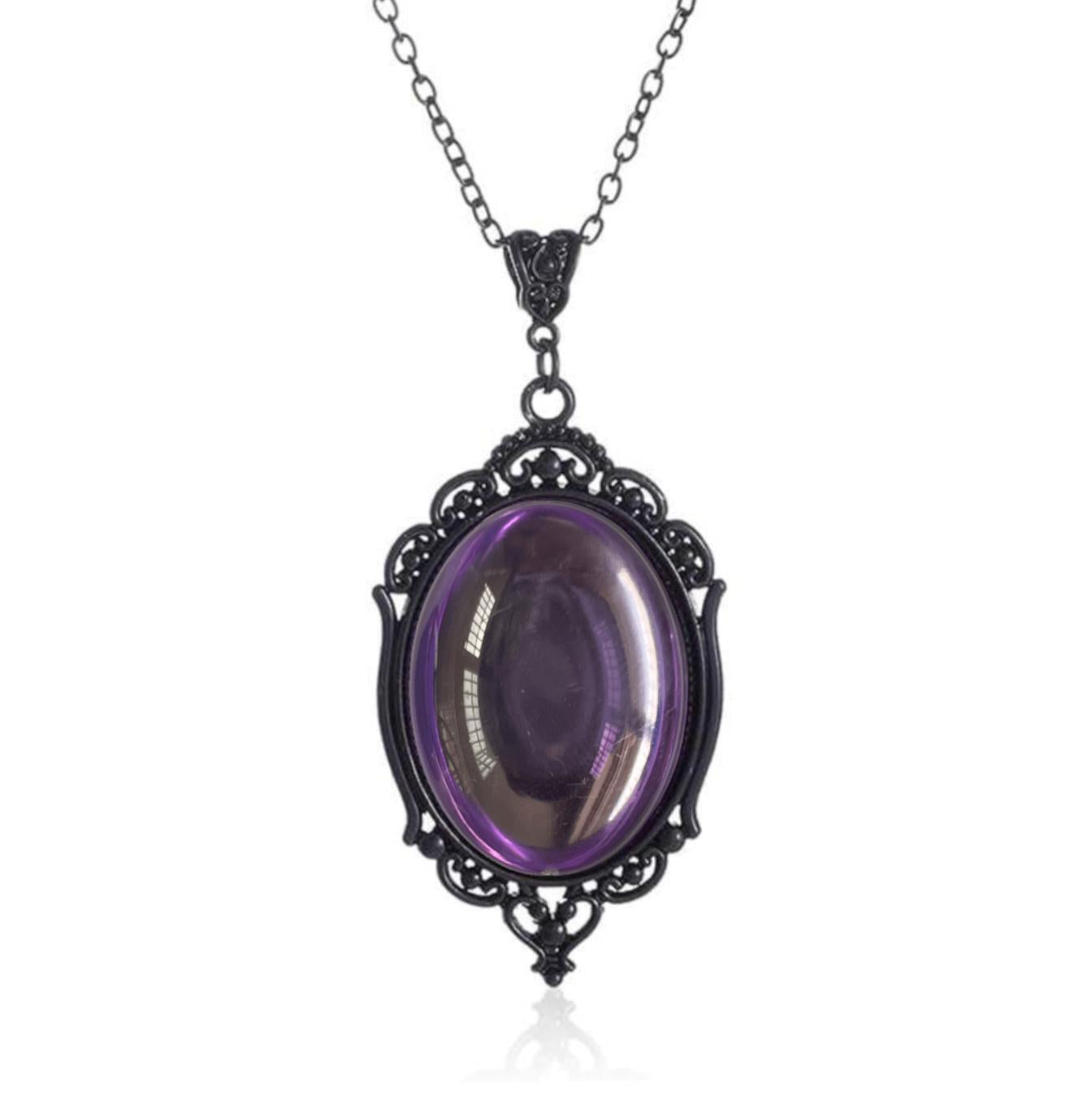 Quartz Crystal Embossed Pendant Satan Demon Necklaces