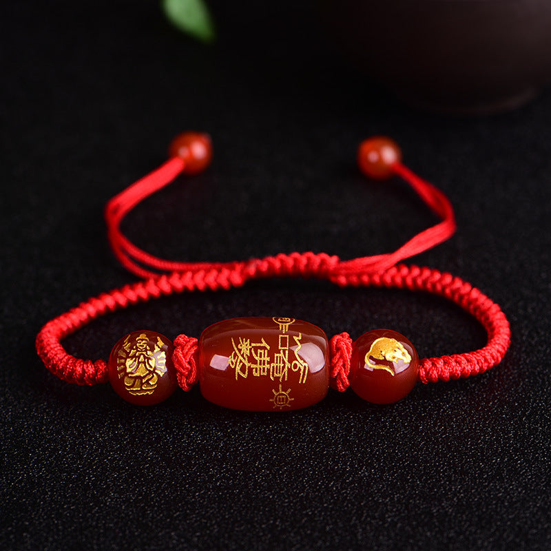 Zodiac Thai Red Agate Rope Tiger Bracelets