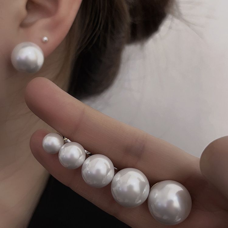 Damen-Ohrringe mit Spiegelkugel-Perle, Sier-Nadel, modisch