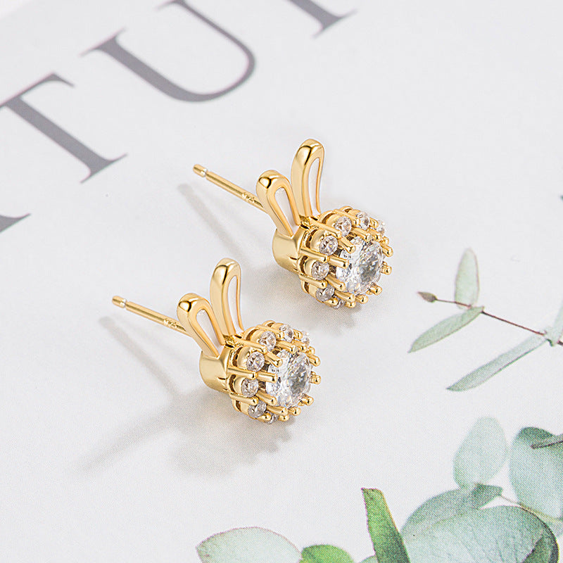 Women's This Life Can Rotate Bunny Ear Design Small Earrings