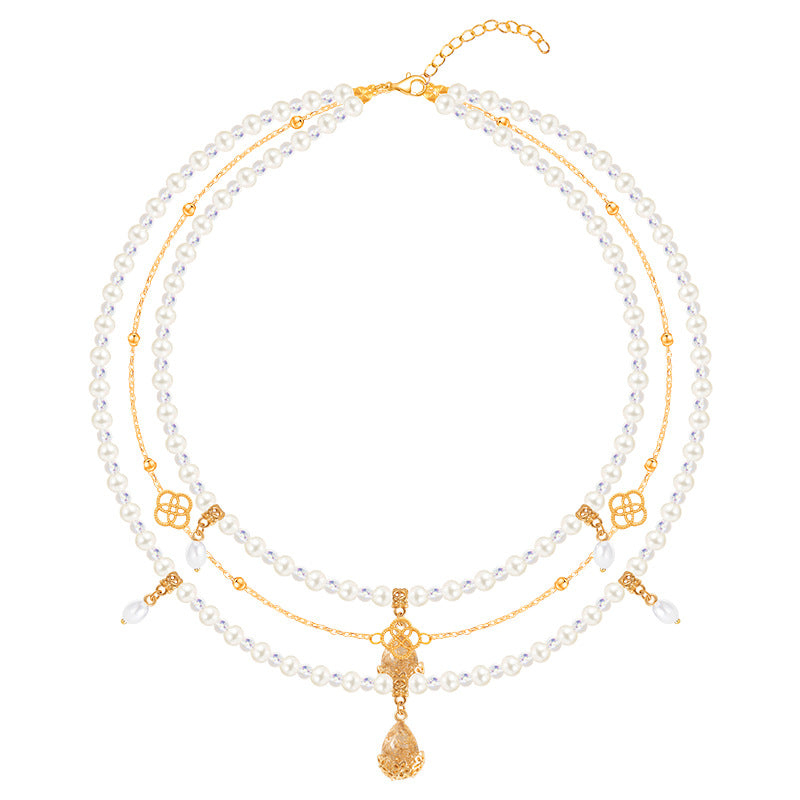 Ancient Style Of Precious Stones Layered Necklaces