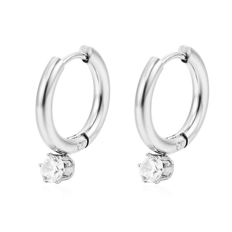 Women's Round Single Rhinestone Sweet Simple Style Stud Earrings