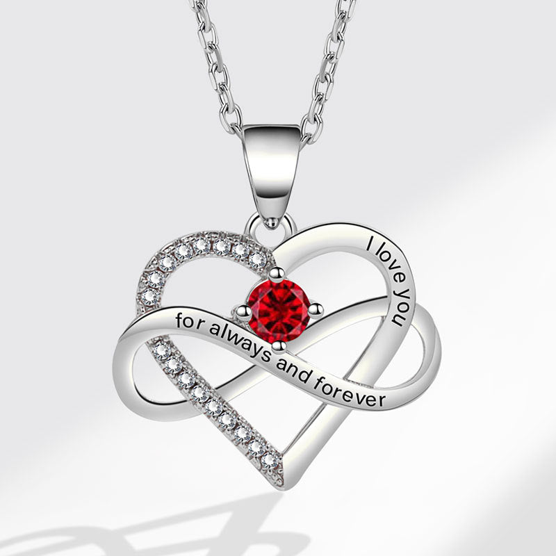Colliers simples en forme de coeur avec micro incrustation de mode lettrage