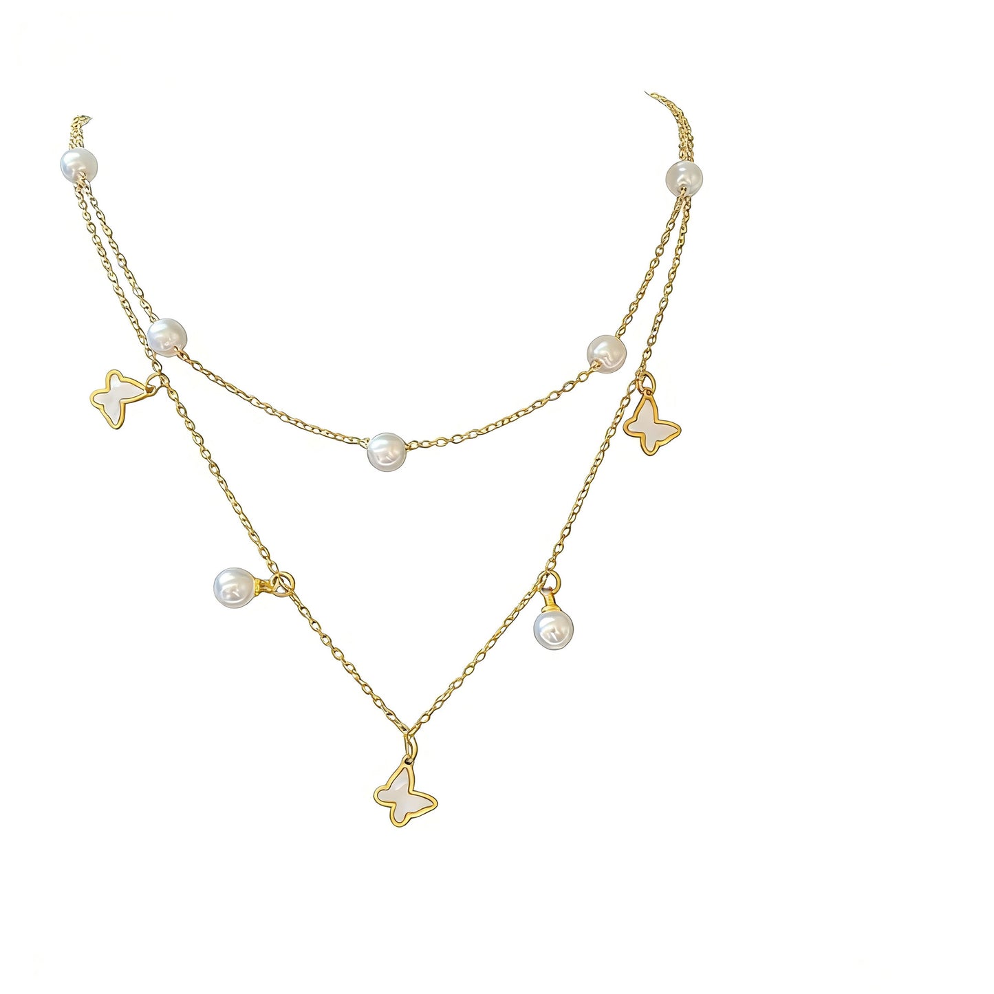 Women's Luxury Style Butterfly Pearl For Niche Design High-grade Necklaces