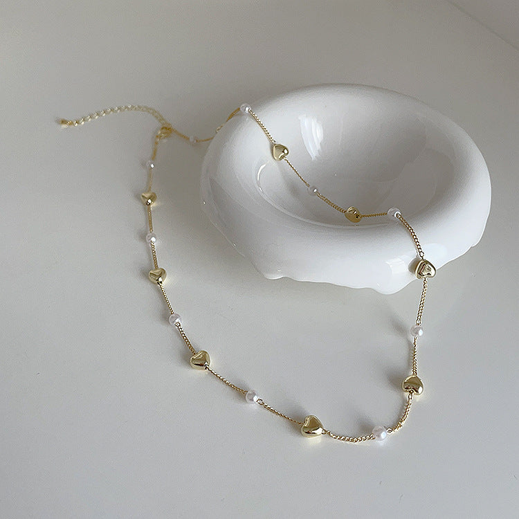 Heart Pearl Female Niche Retro Personality And Necklaces