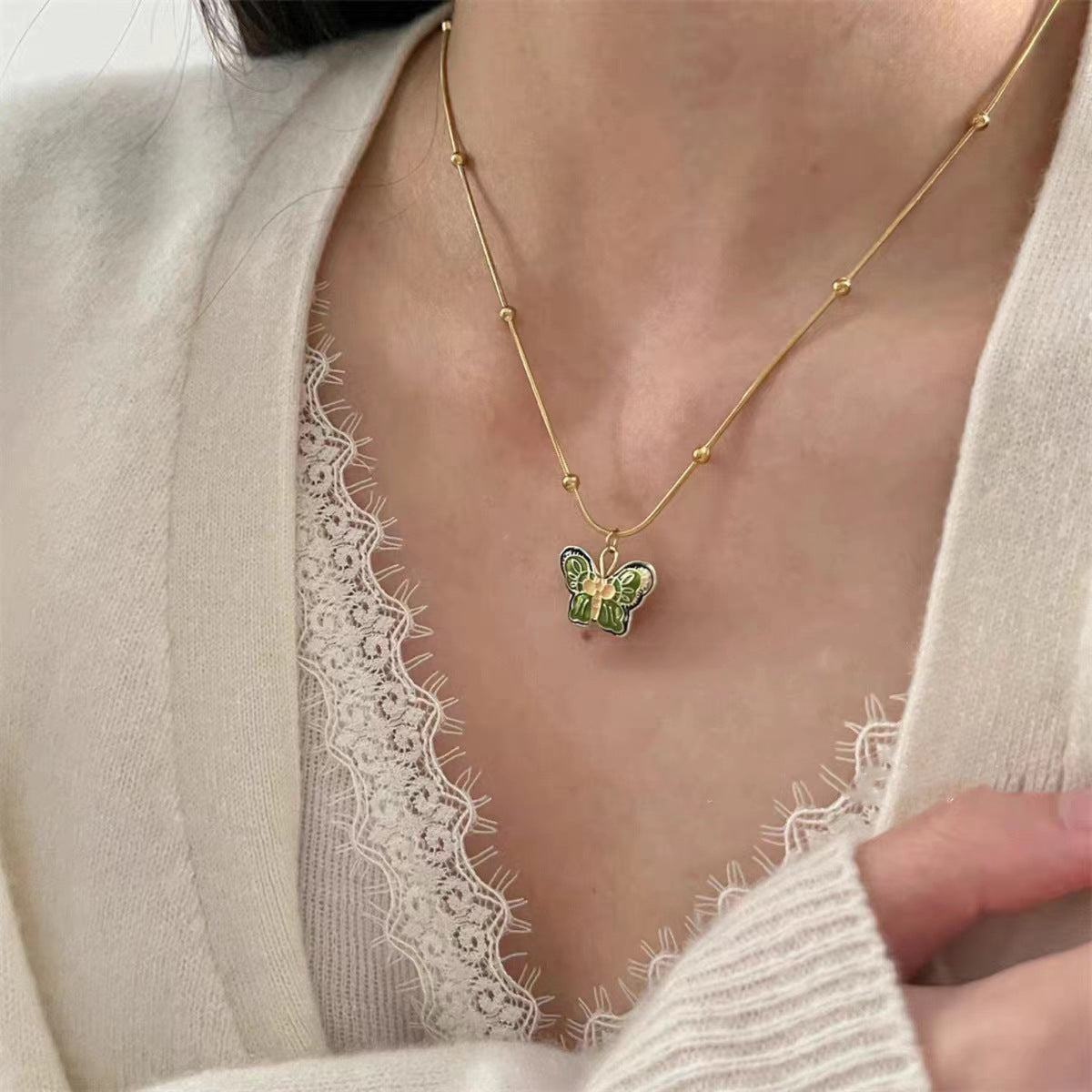Pendentif papillon pour femme, niche rétro, colliers hauts