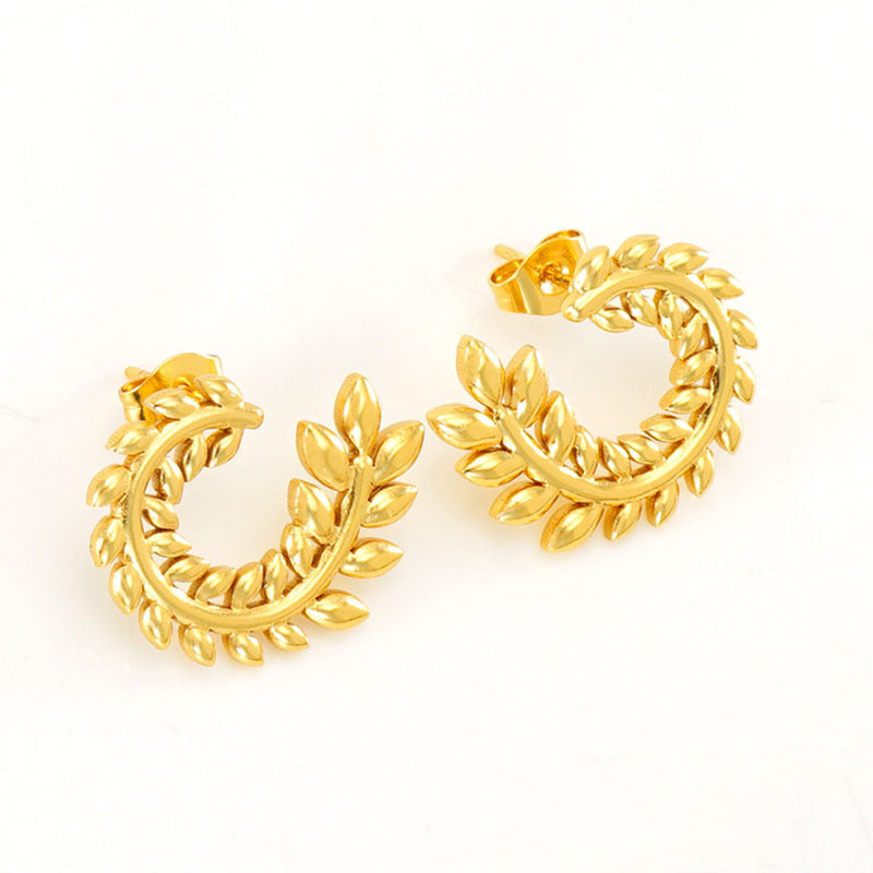 High-grade Design Wheat Fashionable Exquisite Light Luxury Stainless Earrings