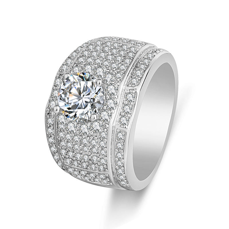 Men's Classic Luxury Full Diamond Sier Rings
