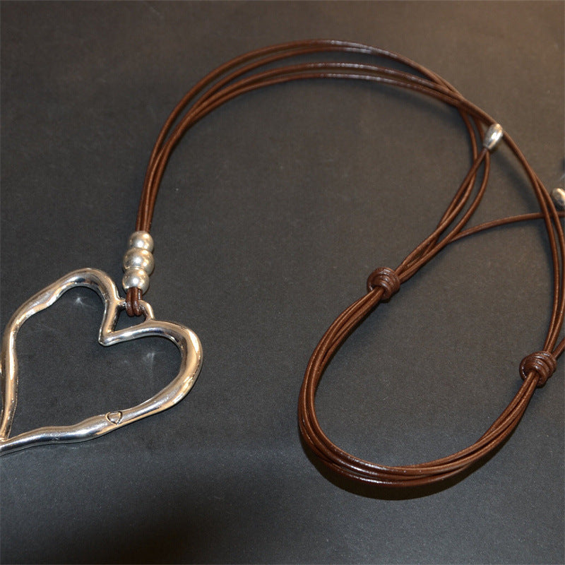 Women's Total Love Pendant Retro Leather Rope Bohemian Necklaces