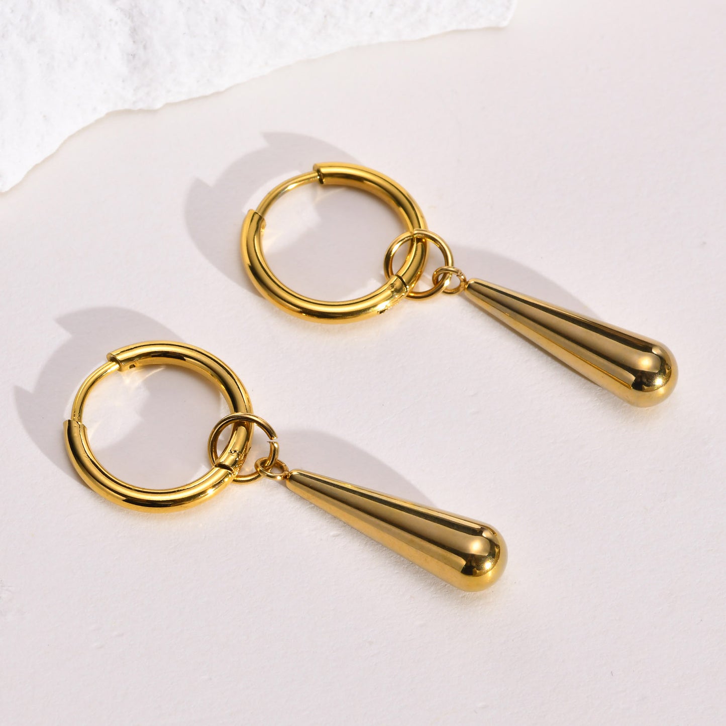 Women's Steel Stainless Water Drop Golden Eardrops Personalized Earrings