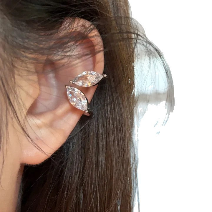 Zircon Leaf Geometry Bone Unique Design Temperament Wild Light Luxury Ear Clip