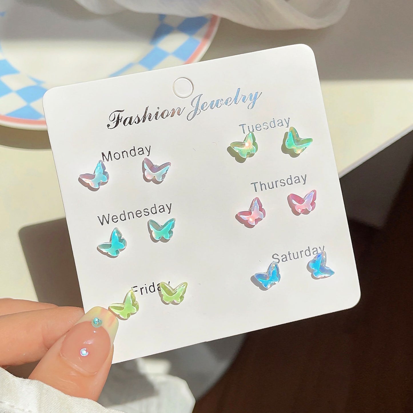 Stil bunte kleine Stein weibliche süße Ohrringe