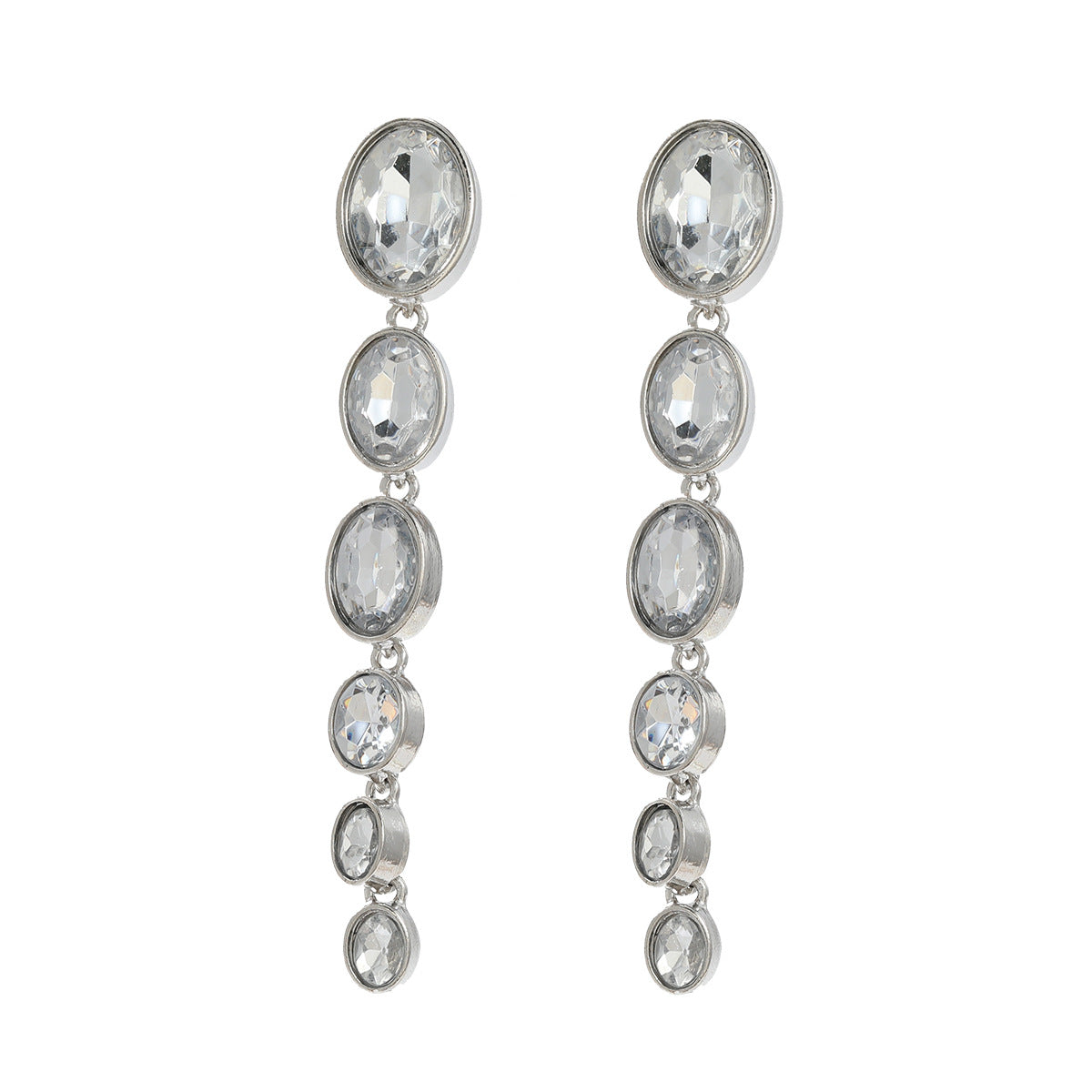 Women's Summer Exaggerated Full Diamond Oval Alloy Earrings