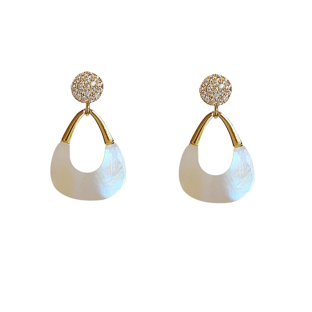 Natural Shell Geometric Trapezoid Eardrops Sier Needle With Earrings
