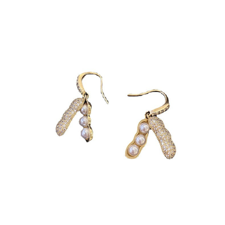 Shining Diamond Opening And Closing Imitation Pearl Earrings