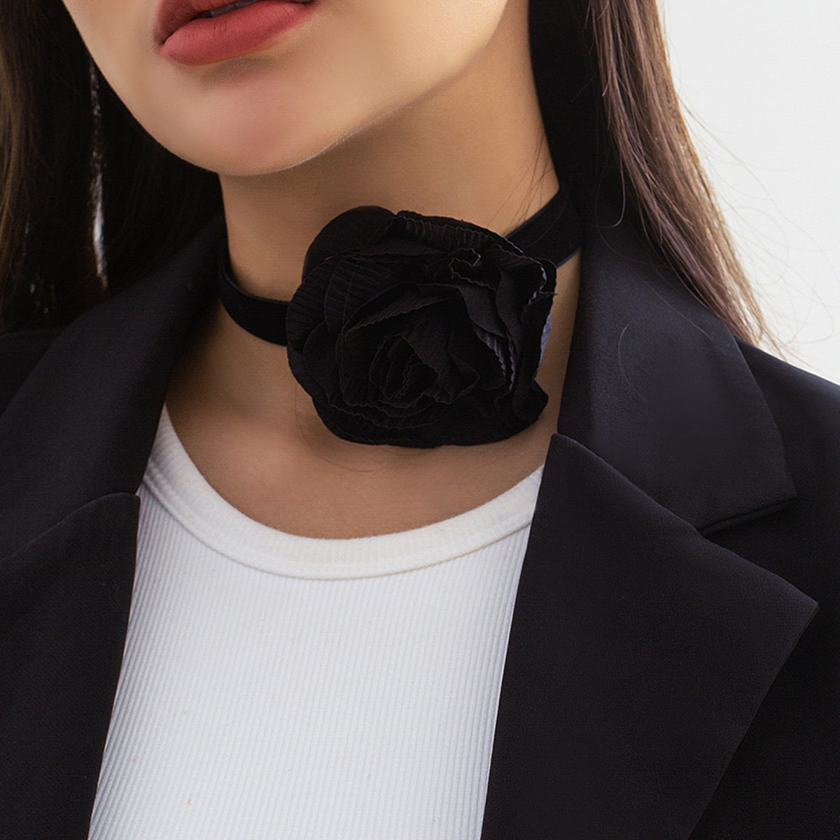 Ornement pour femmes Veet collier de fleurs plante grands colliers