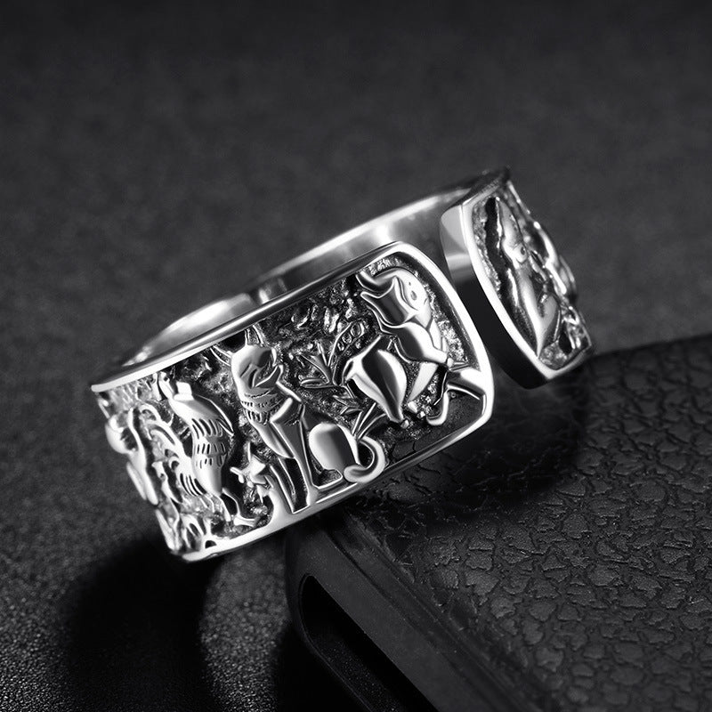 Men's Retro Zodiac Trendy Mantra Artistic Fashionmonger Personalized Rings