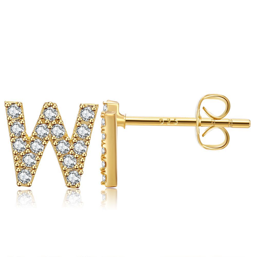 Women's Trend Small Alphabet Letter Brass Gold Earrings