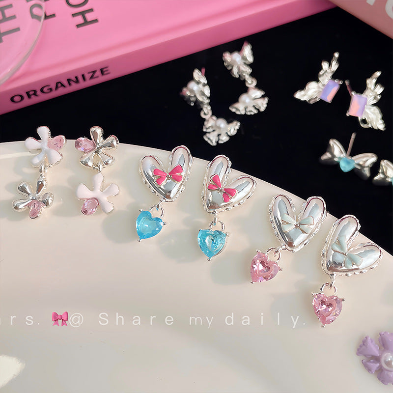 Bow Female Niche High-grade Love Pendant Earrings