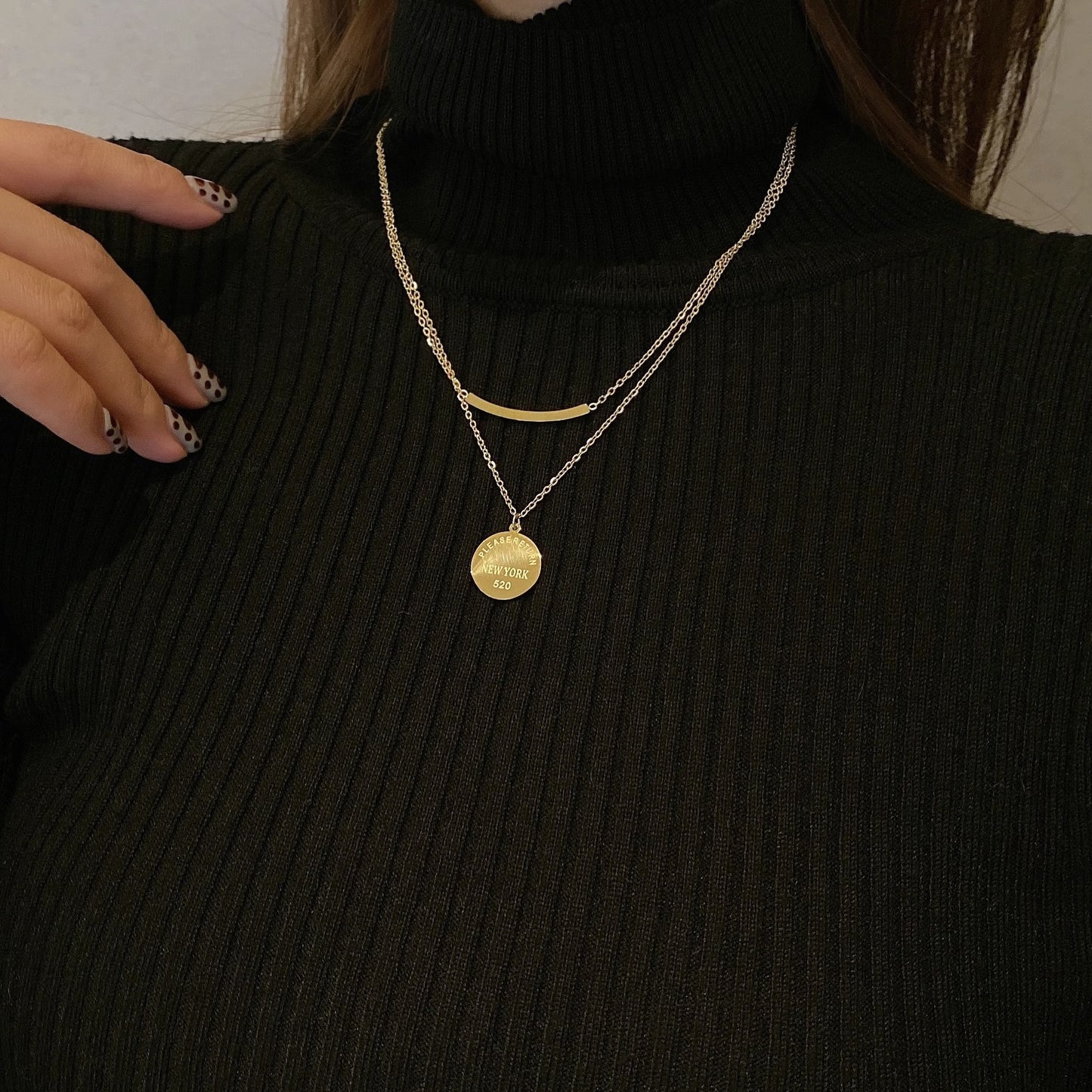 Round Female Niche Design Titanium Steel Clavicle Necklaces