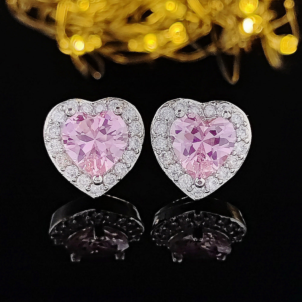 Niche Advanced Design Sense-Ohrringe für Damen mit rosa Zirkon