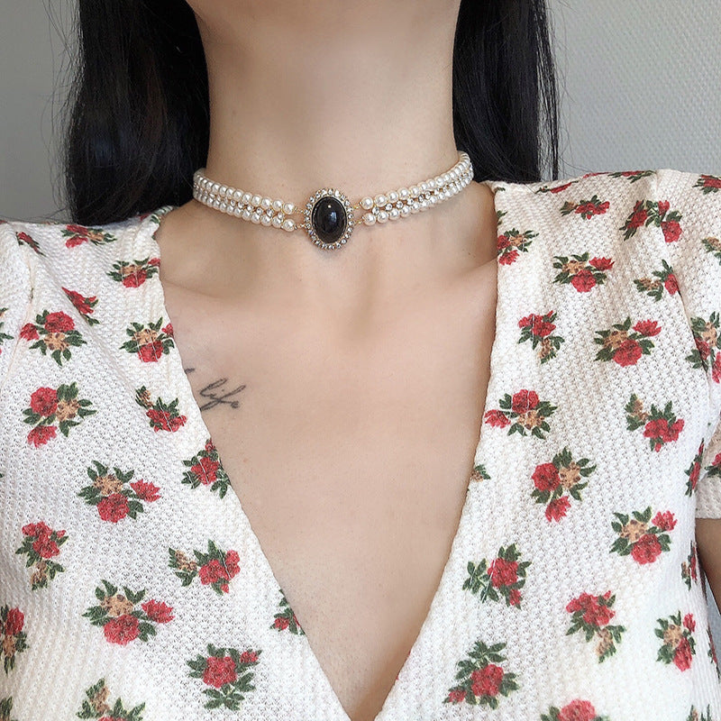 Women's Pearl Temperament Wild French Clavicle Chain Necklaces