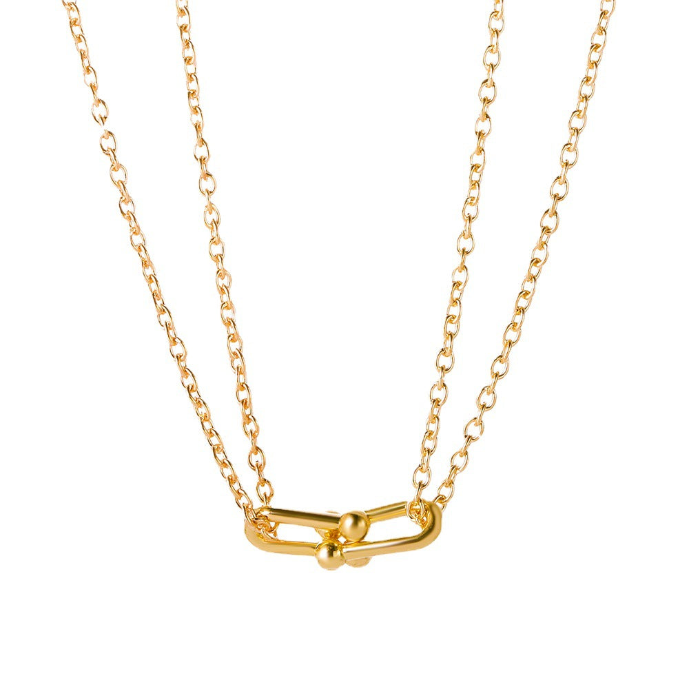 U-shaped Fashionable Retro Metal Vachette Clasp Necklaces