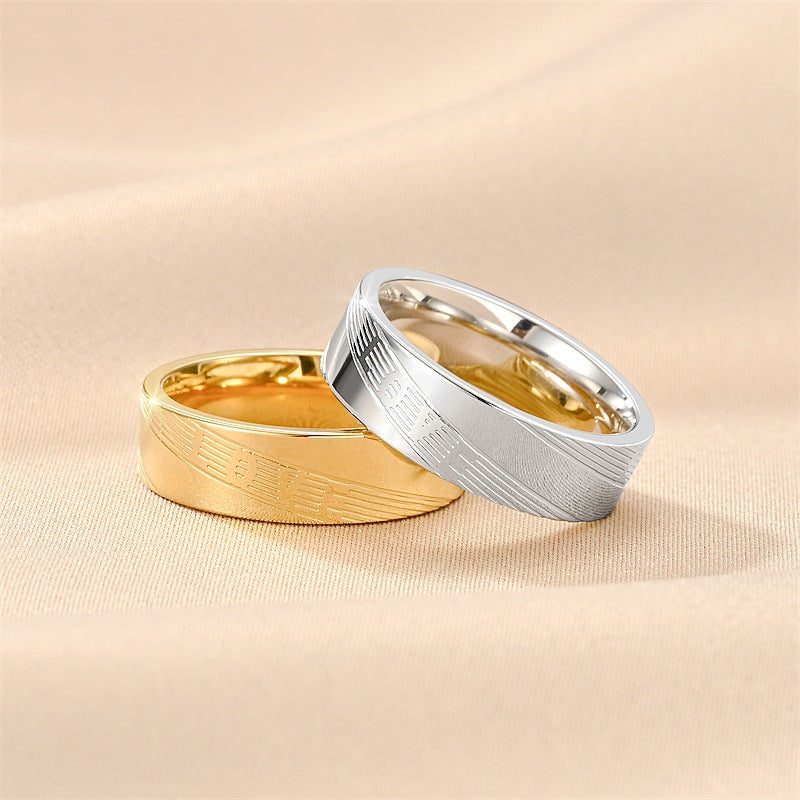Affordable Luxury Fashion Titanium Steel Couple Rings