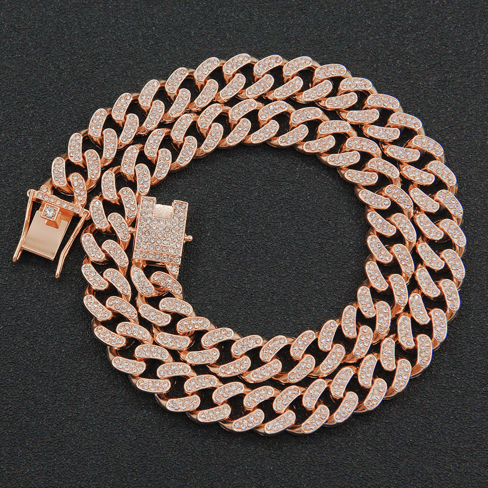 Colliers à chaîne à barre de Miami antique plat en diamant pour hommes