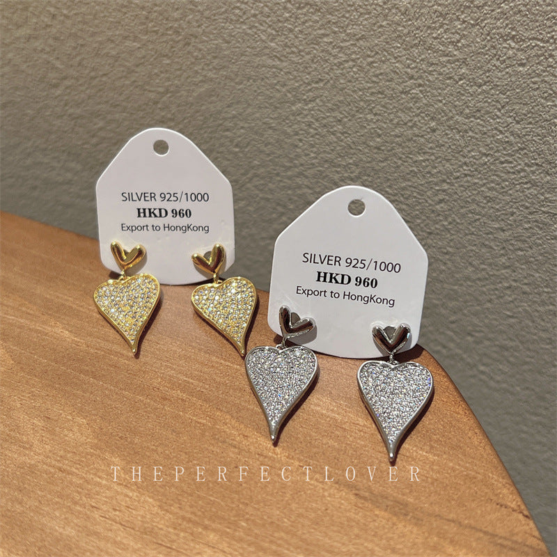 Damen Design Love Heart Light Luxus Temperament Ohrringe