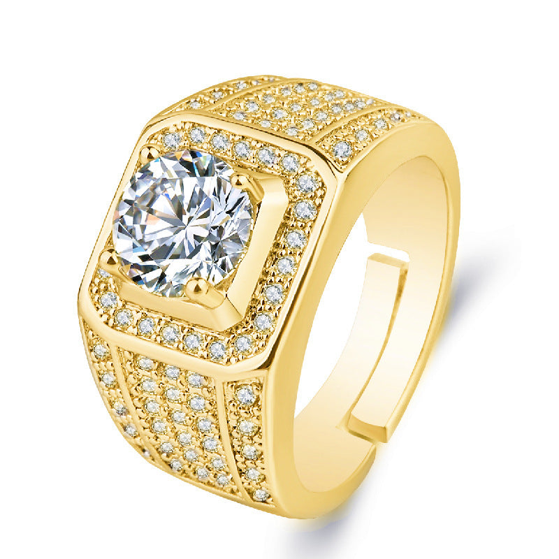 Men's Diamond Shining Big Loose Group Inlaid Zircon Rings