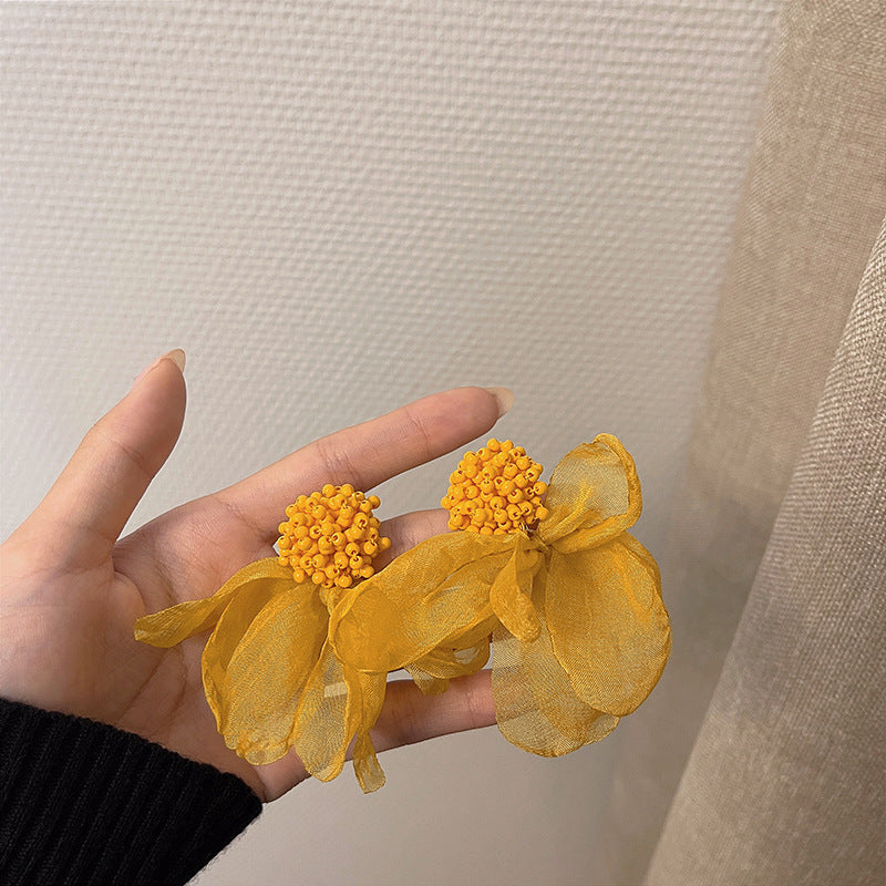 Blumen Gelbe Vintage Taste Fairy Übertriebene Ohrringe